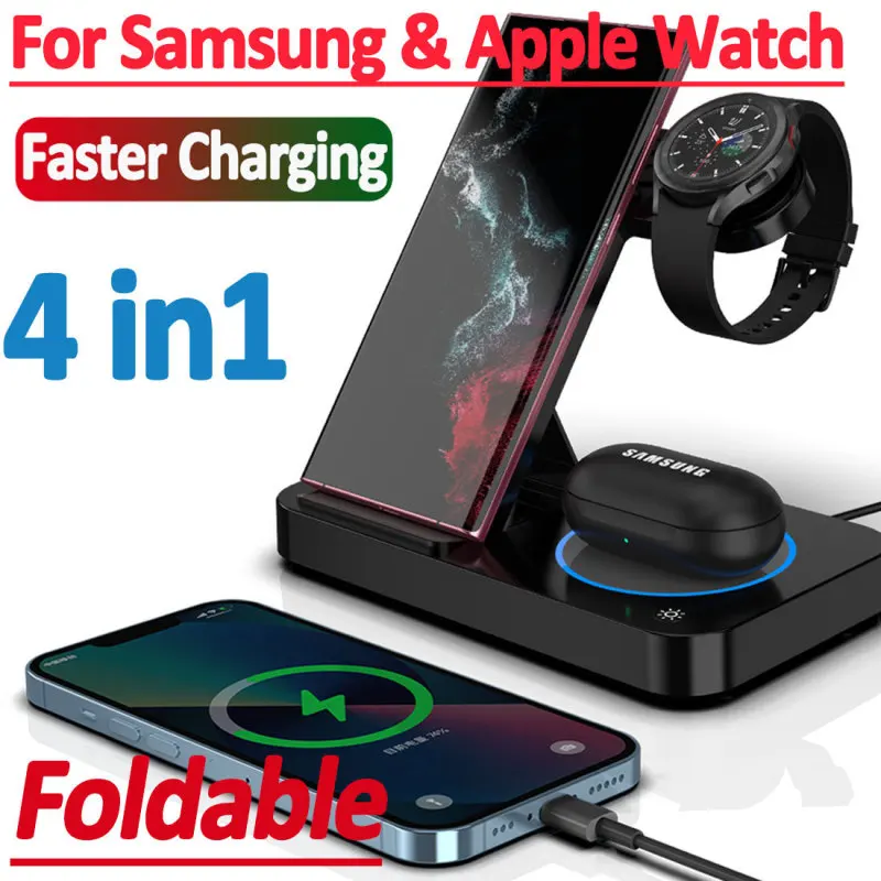 4 In 1 Wireless Charger Stand Pad Fast Charging Dock Station for Iphone 14 13 Apple Watch Samsung 4 3 Watch iWatch AirPods Pro
4 In 1 Wireless Charger Stand Pad Fast Charging Dock Station for Iphone 14 13 Apple Watch Samsung 4 3 Watch iWatch AirPods Pro