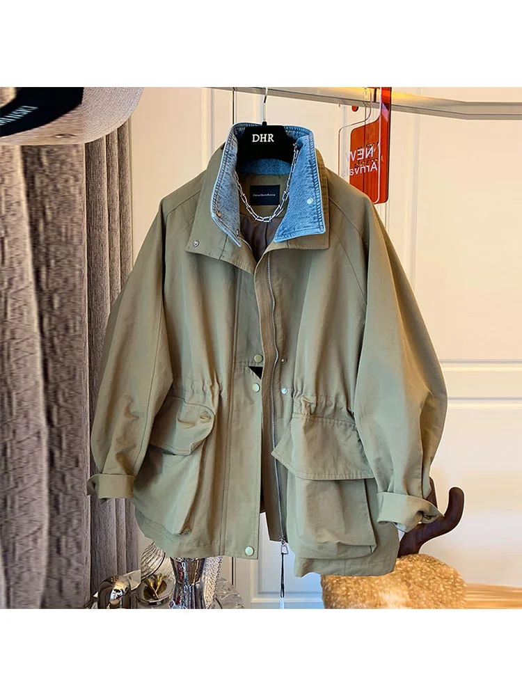 Autumn Winter Trench Coat For Women New Korean Fashion Streetwear Denim Patchwork Jacket Female Casual Fake Two Piece Windbreak
Autumn Winter Trench Coat For Women New Korean Fashion Streetwear Denim Patchwork Jacket Female Casual Fake Two Piece Windbreak