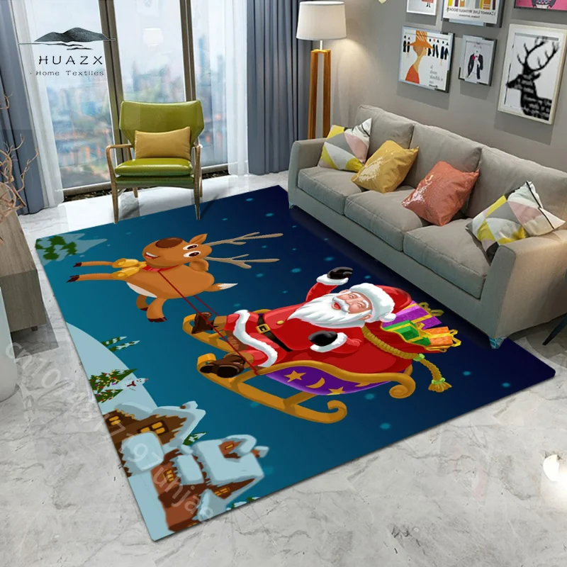 

Christmas Winter Designs Carpet for Little Snowman Elk Santa Claus Floor Big Area Rug Living Room Sofa Soft Flannel Mat Decor