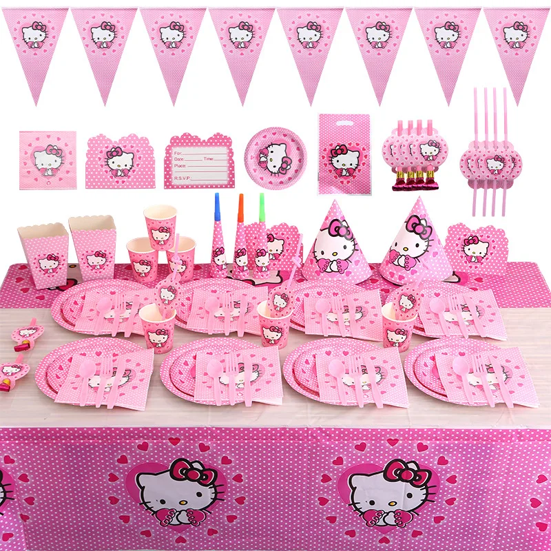 Hello Kitty Kid Cartoon Birthday Party Decorate Supplies Tableware Decoration Disposable Paper Cup Plate Tablecloths Cutlery Set
Hello Kitty Kid Cartoon Birthday Party Decorate Supplies Tableware Decoration Disposable Paper Cup Plate Tablecloths Cutlery Set