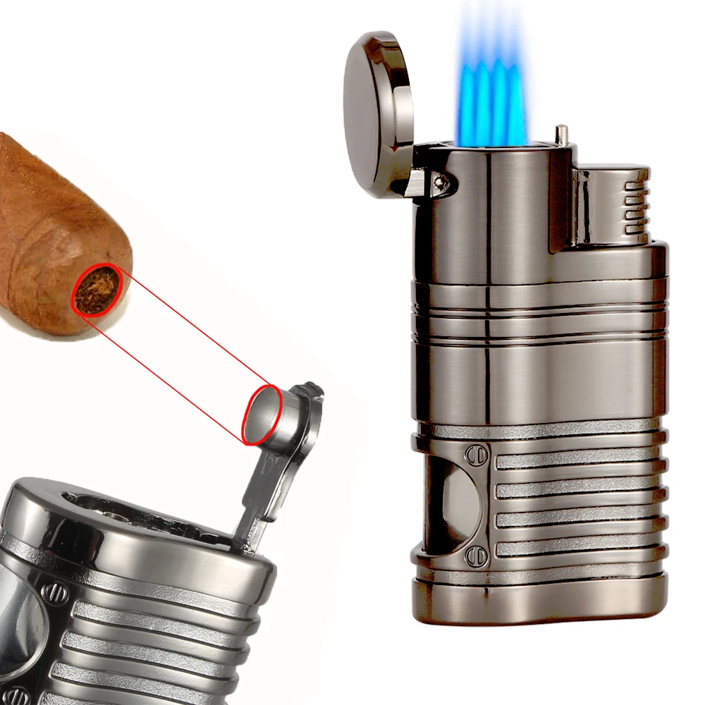 Torch Cigar Lighters Portable Metal Windproof 4 Blue Flame Fire Jet Cigarette Lighter Smoking Gas Cigar Lighter
Torch Cigar Lighters Portable Metal Windproof 4 Blue Flame Fire Jet Cigarette Lighter Smoking Gas Cigar Lighter