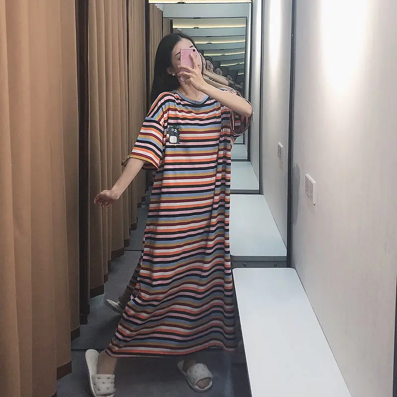 Woman Casual Stripe Print T-shirt Dress Female Elegant O Neck Short Sleeve Pocket Dresses Cotton Summer Midi Dress Vestido A53
Woman Casual Stripe Print T-shirt Dress Female Elegant O Neck Short Sleeve Pocket Dresses Cotton Summer Midi Dress Vestido A53