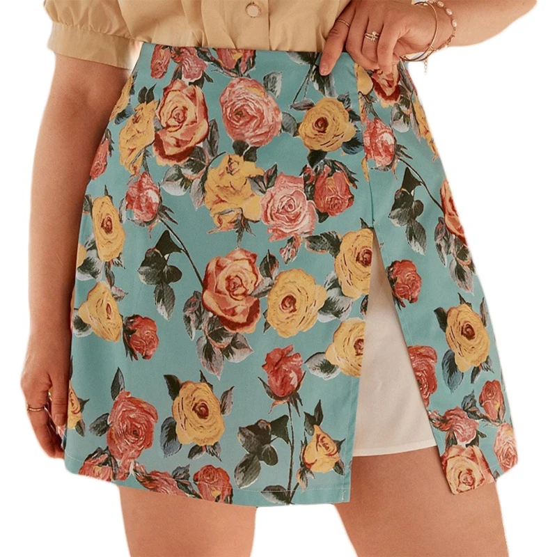 Women Spring Summer High Waist Side Split Floral Print Slim Fitted Sexy Mini Skirt with Lining A-Line Flare Hem Casual Beach 
Women Spring Summer High Waist Side Split Floral Print Slim Fitted Sexy Mini Skirt with Lining A-Line Flare Hem Casual Beach
