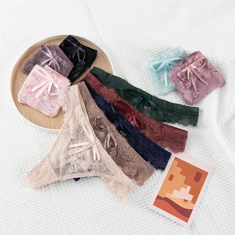 Lace G-String Sexy Women's Underwear Lingerie Low-Waist Panties Female Underpants Thongs T-Back With Bow
Lace G-String Sexy Women's Underwear Lingerie Low-Waist Panties Female Underpants Thongs T-Back With Bow