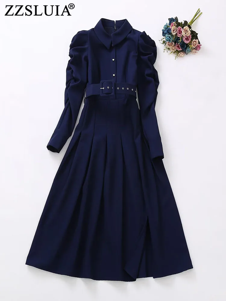 ZZSLUIA Elegant Dresses For Women Turn Down Collar Designer Slim Slit Dress Fashion Puff Sleeve France Vintage Pleated Dresses
ZZSLUIA Elegant Dresses For Women Turn Down Collar Designer Slim Slit Dress Fashion Puff Sleeve France Vintage Pleated Dresses