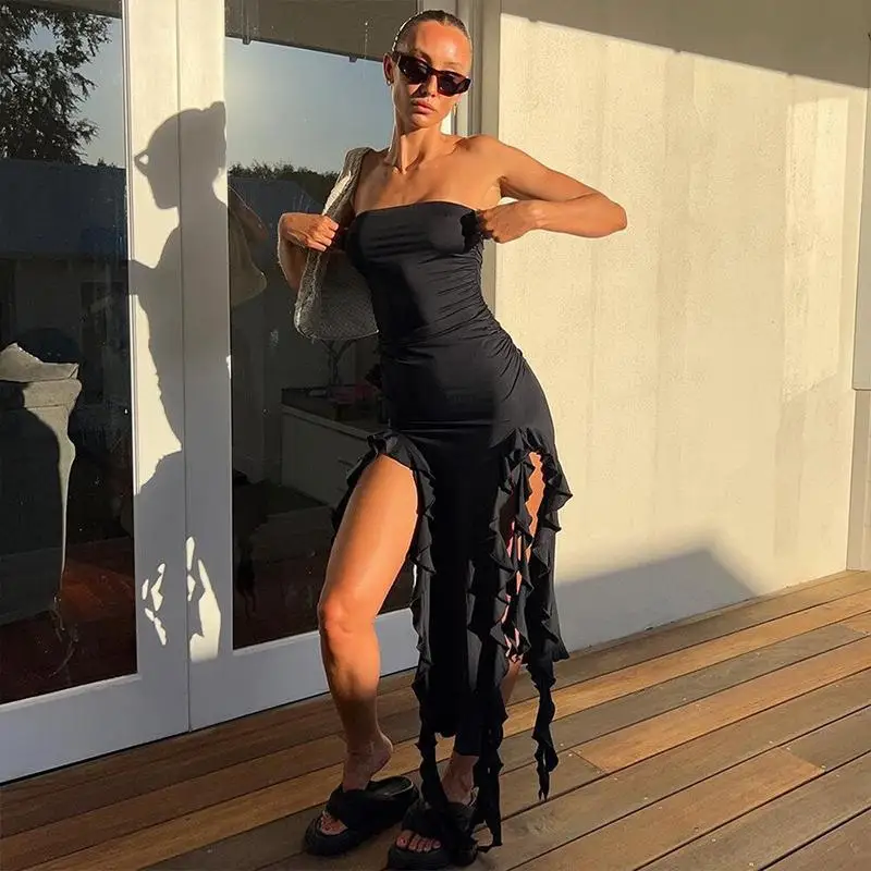 Sexy Strapless Midi Dress Womens Fashion Irregular Ruffles Fairy Grunge Clothes 2023 New Summer Backless Slit Party Club Outfits
Sexy Strapless Midi Dress Womens Fashion Irregular Ruffles Fairy Grunge Clothes 2023 New Summer Backless Slit Party Club Outfits