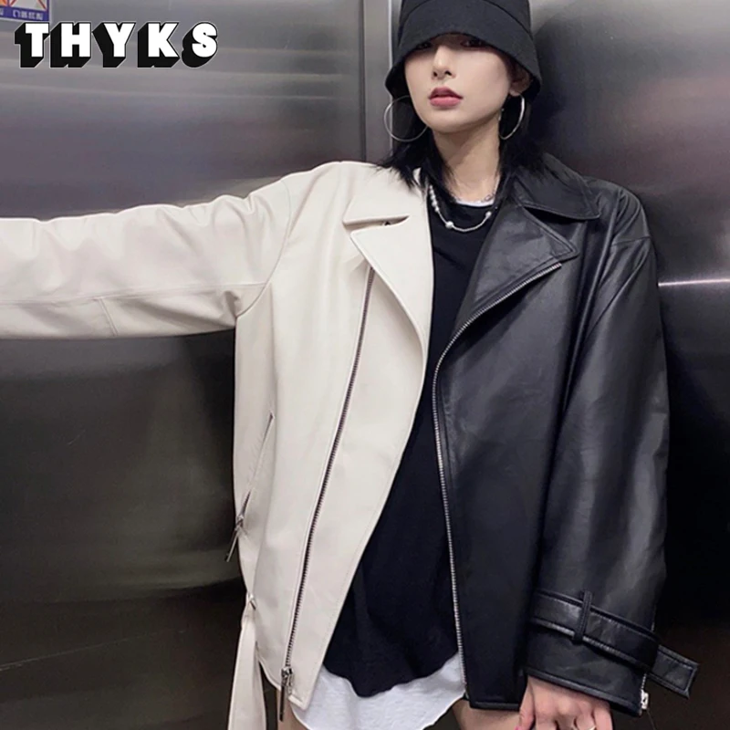 Демисезонная кожаная куртка с лацканами, Женская мотоциклетная одежда, одежда из искусственной мягкой кожи, повседневное Свободное пальто с поясом
Демисезонная кожаная куртка с лацканами, Женская мотоциклетная одежда, одежда из искусственной мягкой кожи, повседневное Свободное пальто с поясом