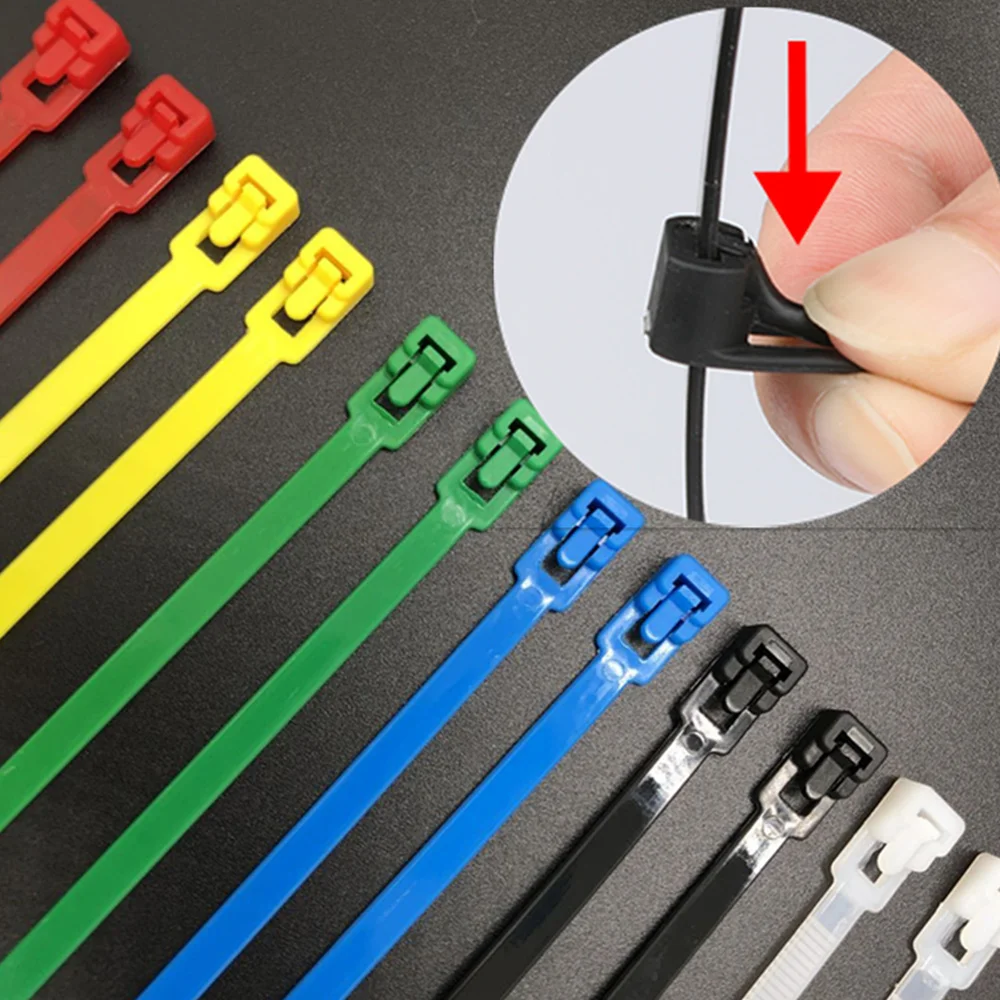 

200mm releasable Cable Ties 100pcs Colored Plastics cable ties reusable UL Rohs Approved Loop Wrap Nylon zip ties BundleTies