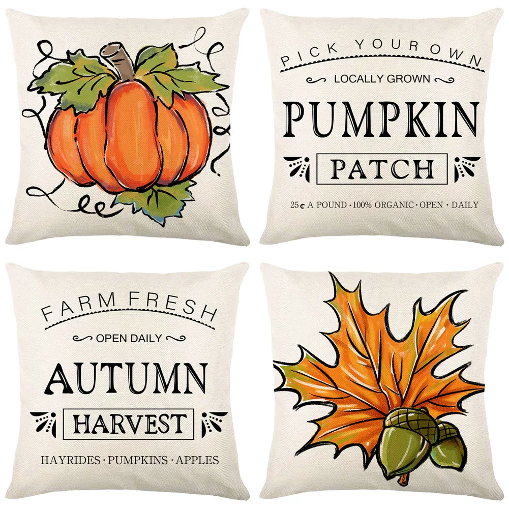 18x18 Set of 4 Pumpkin Farm Harvest Fall Pillow Decor Throw Pillows Covers for Farmhouse Orange Thanksgiving Couch Sofa
18x18 Set of 4 Pumpkin Farm Harvest Fall Pillow Decor Throw Pillows Covers for Farmhouse Orange Thanksgiving Couch Sofa