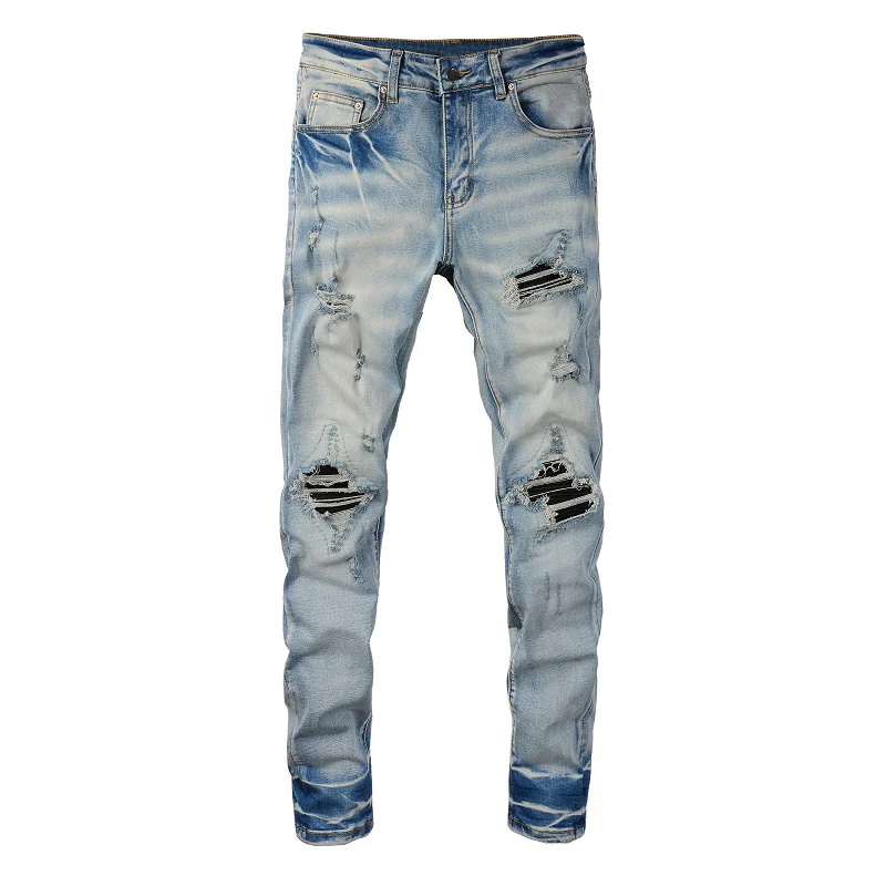 Men Cracked Leather Pleated Patch Biker Jeans Streetwear Stretch Denim Skinny Pants Holes Ripped Distressed Tapered Trousers
Men Cracked Leather Pleated Patch Biker Jeans Streetwear Stretch Denim Skinny Pants Holes Ripped Distressed Tapered Trousers