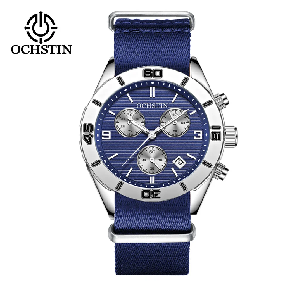 OCHSTIN Blue Dial Nylon Strap Multifunctional Men's Quartz Watches Casual Fashion Chronograph Wristwatches Auto Date Clock Male
OCHSTIN Blue Dial Nylon Strap Multifunctional Men's Quartz Watches Casual Fashion Chronograph Wristwatches Auto Date Clock Male