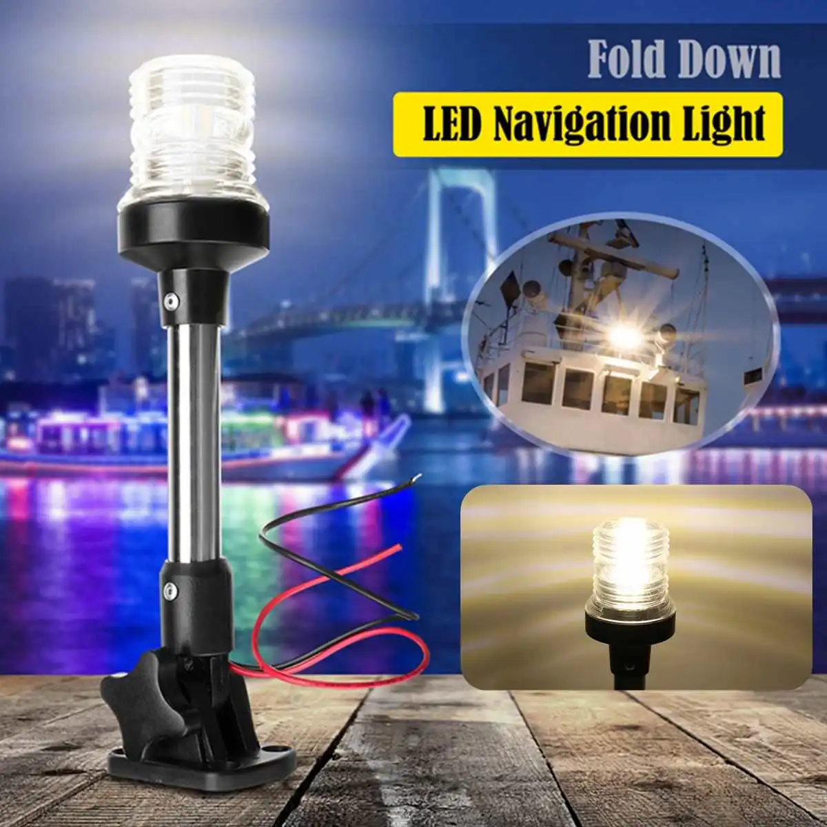 

Складной светодиодный навигационный светильник для яхты, лодки, подвесной Якорный светильник 12-24 В, сигнальный фонарь для морской лодки