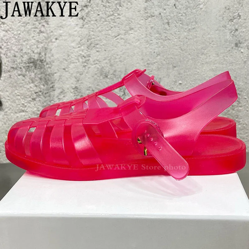2022 Summer New Jelly Color PVC Flat Sandals Women Belt Buckle Weave Hollow lovers Brand Mules Luxury Casual Beach Shoes female 
2022 Summer New Jelly Color PVC Flat Sandals Women Belt Buckle Weave Hollow lovers Brand Mules Luxury Casual Beach Shoes female