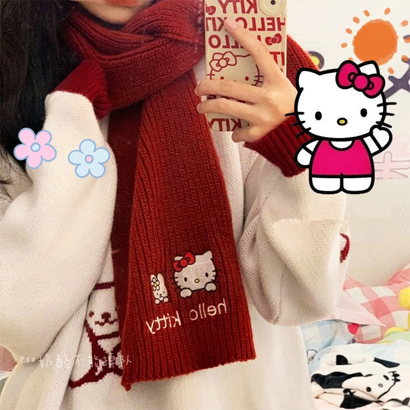 Kawaii Sanrio Hello Kittys Knitting Scarfs Anime Girls Heart Scarf Autumn Winter Outdoors Longer Scarves Toys Christmas Gifts
Kawaii Sanrio Hello Kittys Knitting Scarfs Anime Girls Heart Scarf Autumn Winter Outdoors Longer Scarves Toys Christmas Gifts