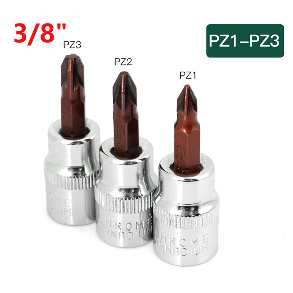 3Pcs 3/8\" Drive Pozi Socket Bits Set PZ1 PZ2 PZ3 Steel Cross Screwdriver Alloy Steel Fit For A Variety Of Quick-change Chucks.
3Pcs 3/8\" Drive Pozi Socket Bits Set PZ1 PZ2 PZ3 Steel Cross Screwdriver Alloy Steel Fit For A Variety Of Quick-change Chucks.