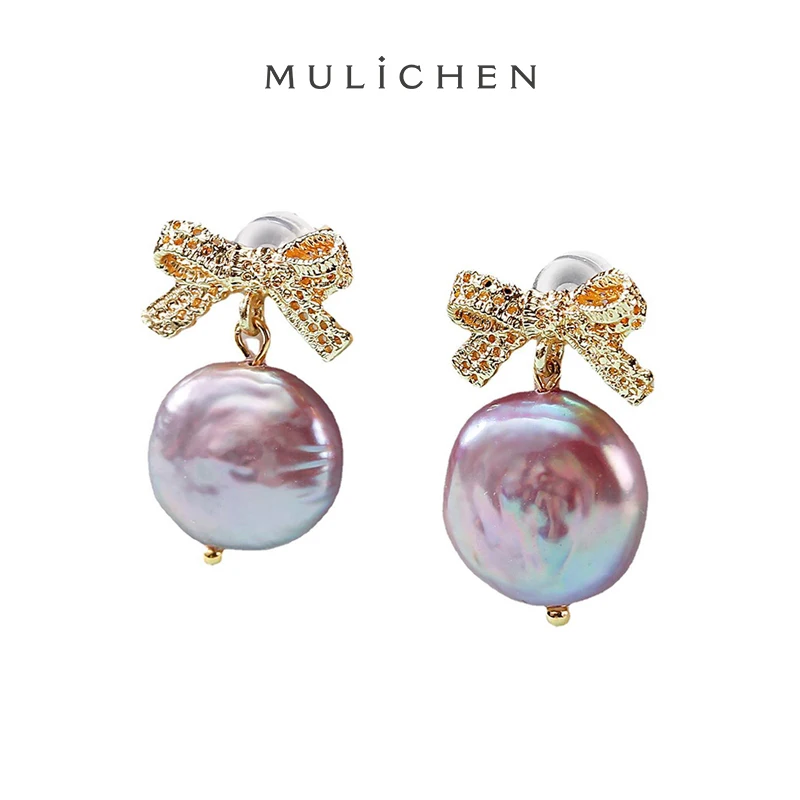 MULICHEN Freshwater Round Purple Pearl Women Earrings Metal Bow Earrings Vintage Evening Jewelry Accessories 6-7mm Pearls
MULICHEN Freshwater Round Purple Pearl Women Earrings Metal Bow Earrings Vintage Evening Jewelry Accessories 6-7mm Pearls