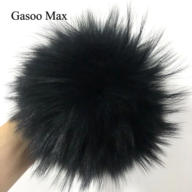 

Big Fluffy Real Fur Fox Pompoms With Button DIY Raccoon Fur Pom Poms Balls Natural Fur Pompon For Scarves Hats Caps Accessories