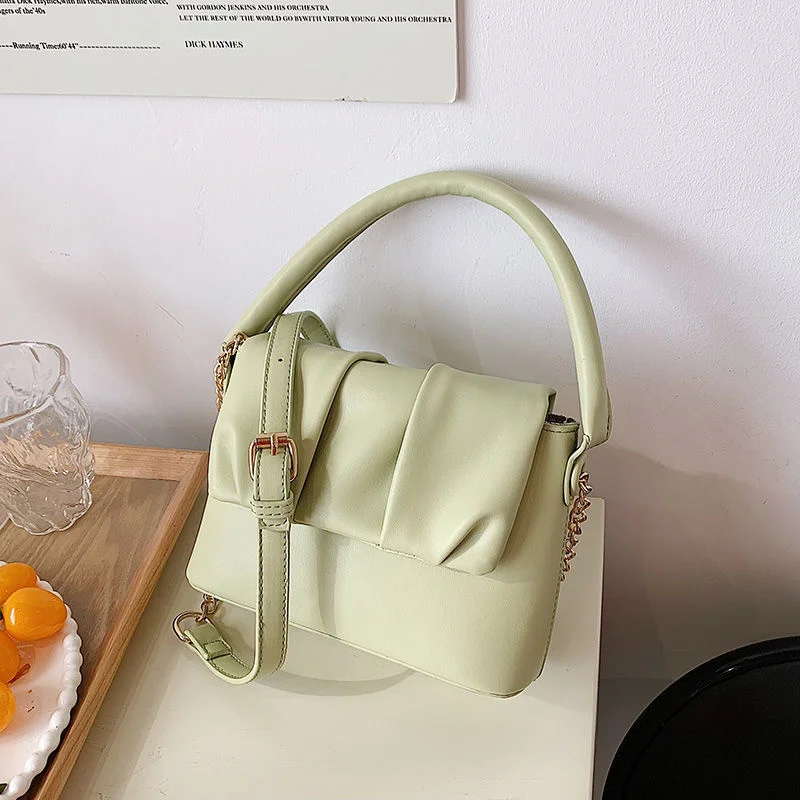 Summer Popular Pu Shoulder Bag Green Pleated Women's Leather Handbag 2022 Trendy Messenger Light Luxury Brand Small Square Bag
Summer Popular Pu Shoulder Bag Green Pleated Women's Leather Handbag 2022 Trendy Messenger Light Luxury Brand Small Square Bag