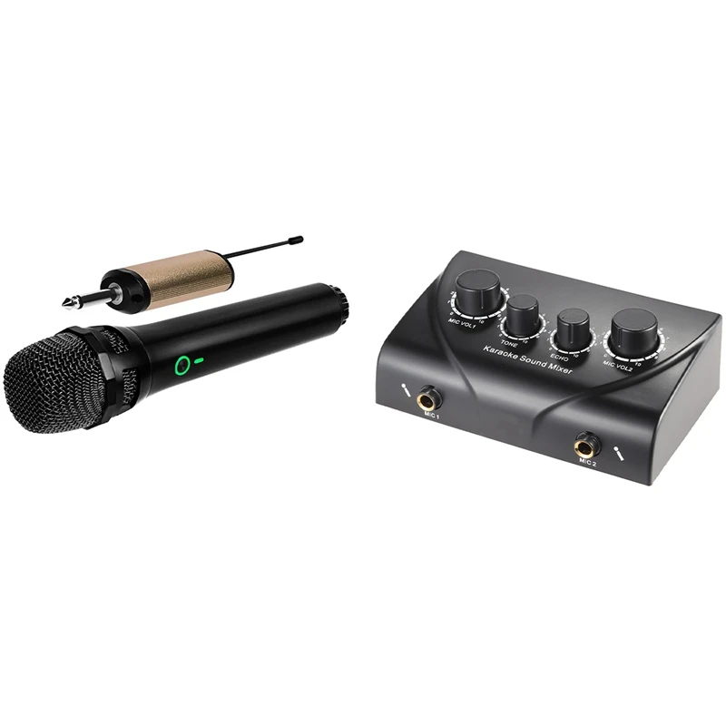 Portable Dual Mic Inputs Audio Sound Mixer Eu Plug With Wireless Dynamic Microphone
Portable Dual Mic Inputs Audio Sound Mixer Eu Plug With Wireless Dynamic Microphone