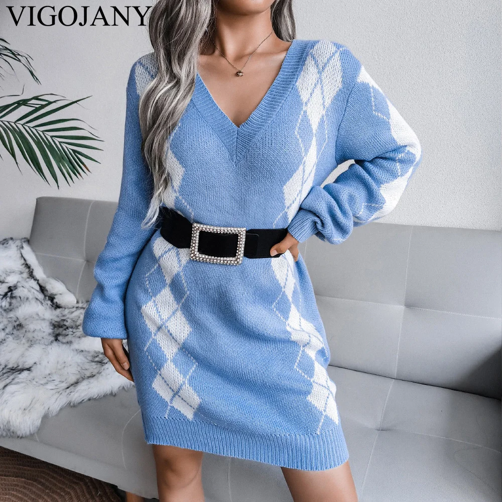 VigoJany Women Solid Patchwork Sweater Dress 2022 Autumn Winter Long Sleeve V Neck Mini Knit Dress Ladies Knitted Belt Dress
VigoJany Women Solid Patchwork Sweater Dress 2022 Autumn Winter Long Sleeve V Neck Mini Knit Dress Ladies Knitted Belt Dress