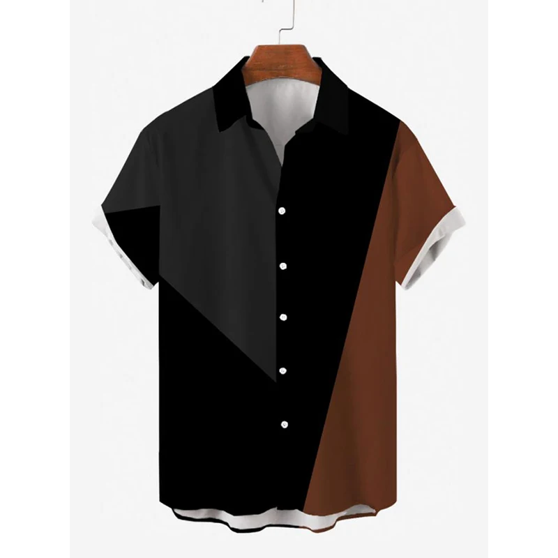 Black Gray And Brown Color Matching Turndown Collar Button Down Men‘s Holiday Breathable Short Sleeve Tee Shirt Men Blouse Tops
Black Gray And Brown Color Matching Turndown Collar Button Down Men‘s Holiday Breathable Short Sleeve Tee Shirt Men Blouse Tops