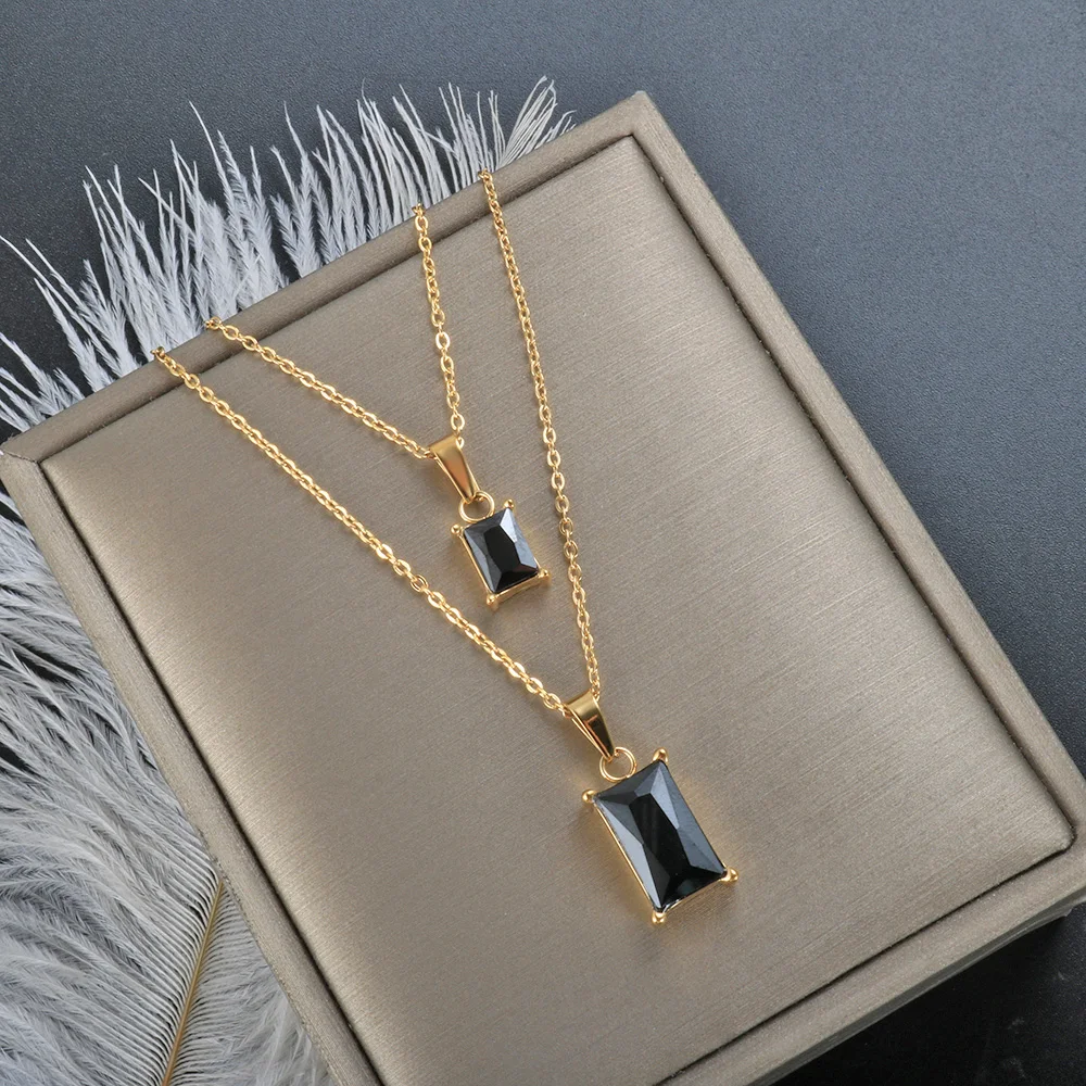 ZMFashion Double-layer Square Black Crystal Mini Gold Color Necklace Pendant Women Wild Clavicle Titanium Steel Hip Hop Jewelry
ZMFashion Double-layer Square Black Crystal Mini Gold Color Necklace Pendant Women Wild Clavicle Titanium Steel Hip Hop Jewelry