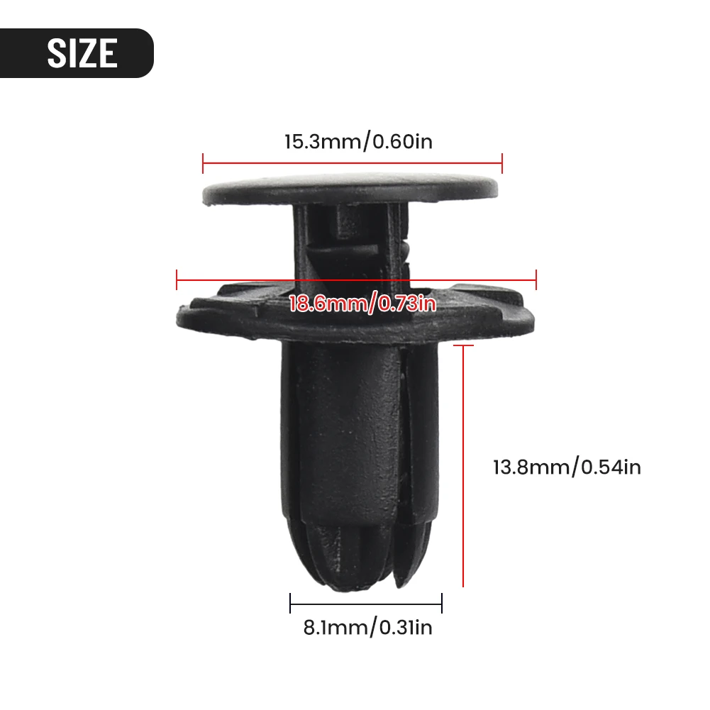 

For Hyundai 10x Retainer Clips Push In Type 1420608250B 86590-28000 865952T500 Black Head Diameter 18mm Length 14mm