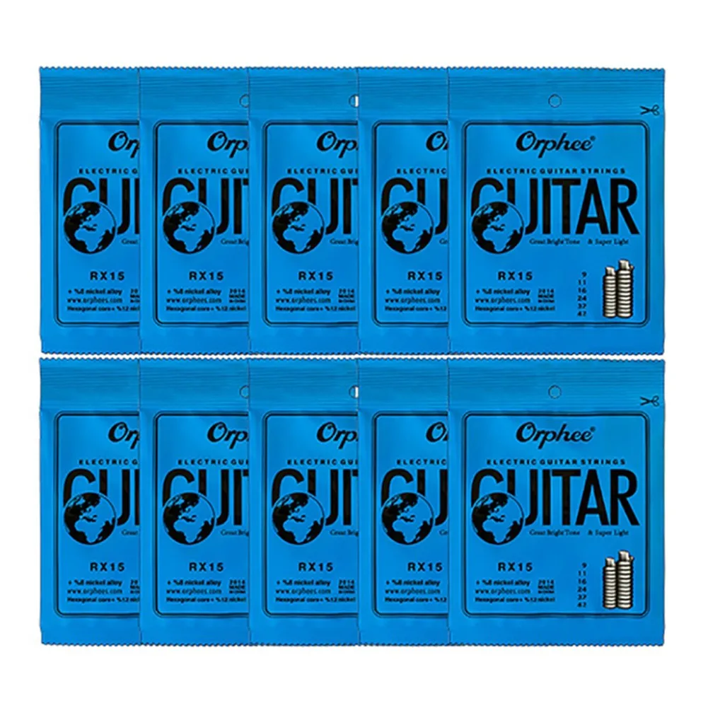 10Sets Orphee RX15 Electric Guitar Strings Super Light Nickel Alloy 6 String 09-42 Gauges For Guitar Parts Musical Instrument
10Sets Orphee RX15 Electric Guitar Strings Super Light Nickel Alloy 6 String 09-42 Gauges For Guitar Parts Musical Instrument