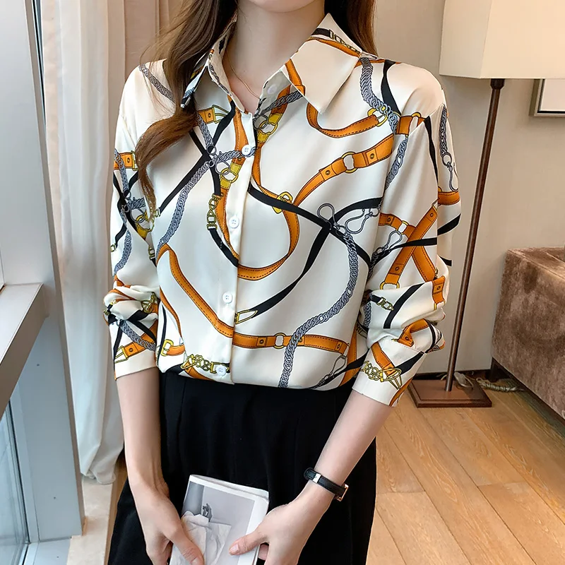Silk Women's Blouse Print Polo Shirt New Casual Chiffon Loose Long Sleeve Top Summer
Silk Women's Blouse Print Polo Shirt New Casual Chiffon Loose Long Sleeve Top Summer