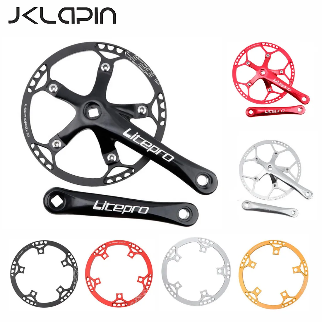 

JKLapin Litepro Folding Bike BCD130 Single Disc Gear Round Plate Crank 45/47/53/56 / 58T BMX Bicycle Square Hole Crank Sprocket