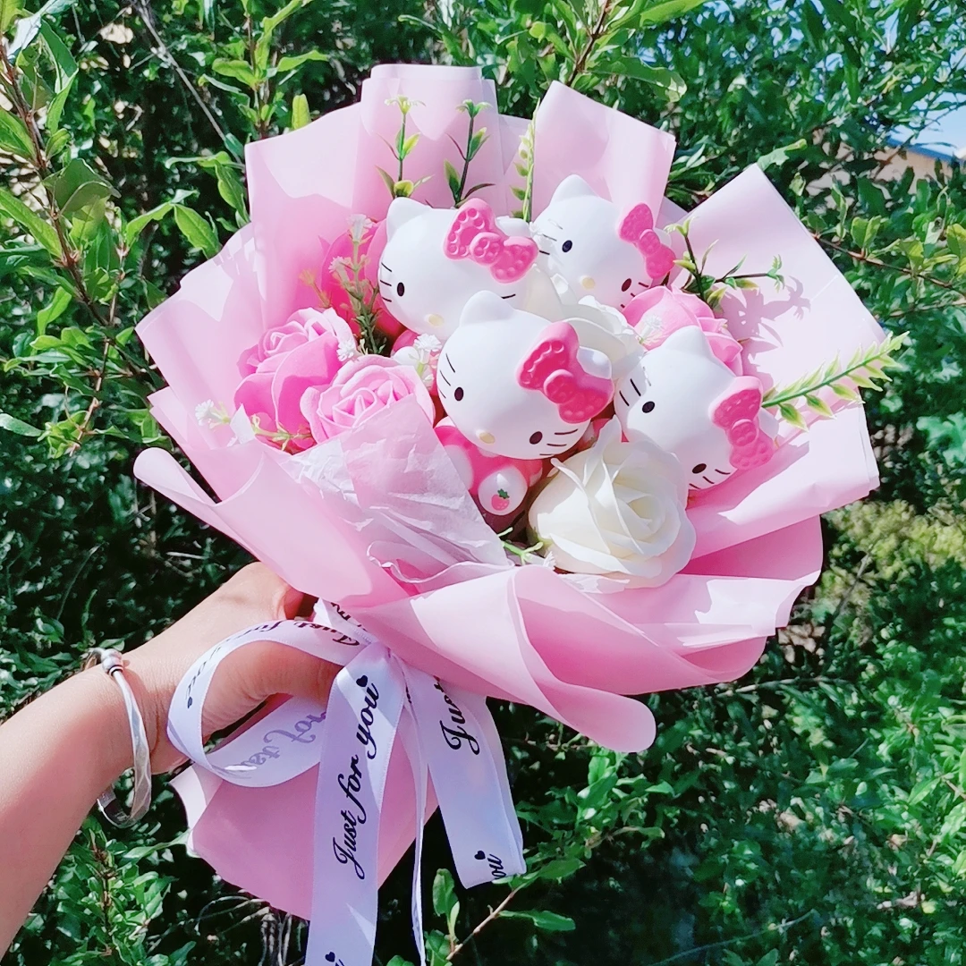 Hello Kitty Cartoon Plush Bouquet Anime Sanrio Rose Soap Flowers Doll Home Wedding Decoration Christmas Valentine's Day Gift
Hello Kitty Cartoon Plush Bouquet Anime Sanrio Rose Soap Flowers Doll Home Wedding Decoration Christmas Valentine's Day Gift