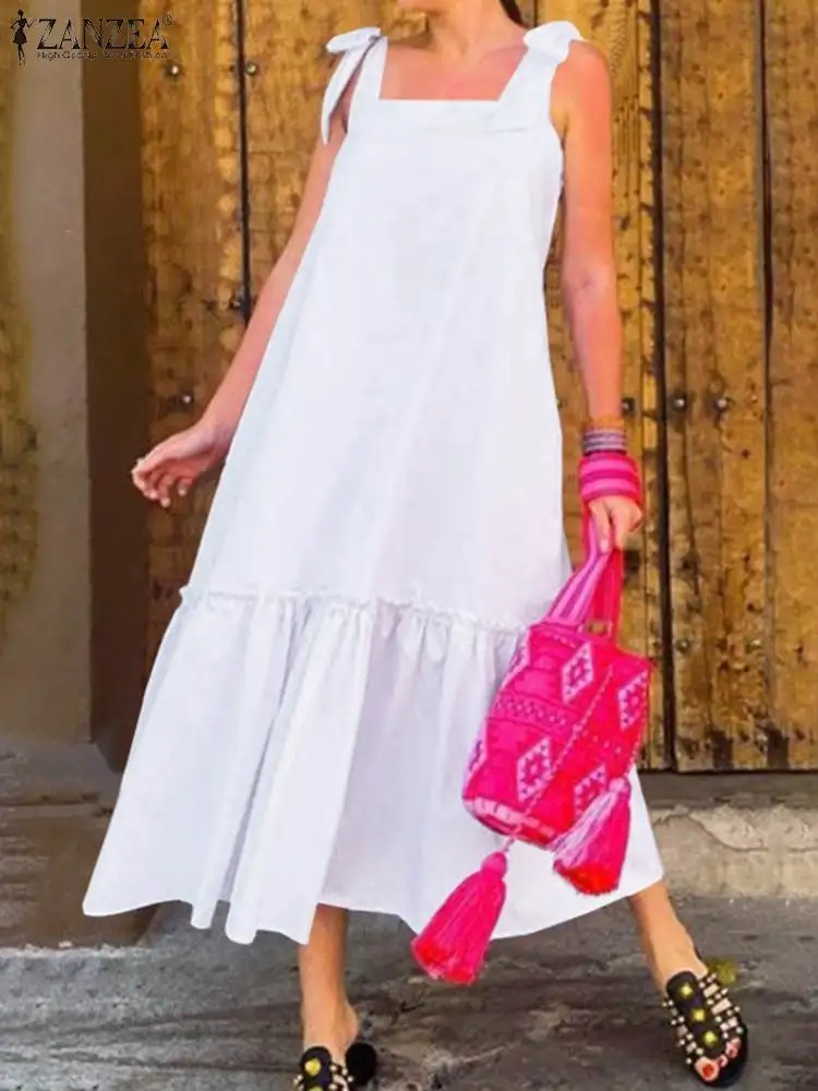 ZANZEA Stylish Women Summer Sundress Bohemian Lace Up Ruffles Hem Solid Dress Robe Femme Straps Holiday Beach Party Midi Vestido
ZANZEA Stylish Women Summer Sundress Bohemian Lace Up Ruffles Hem Solid Dress Robe Femme Straps Holiday Beach Party Midi Vestido