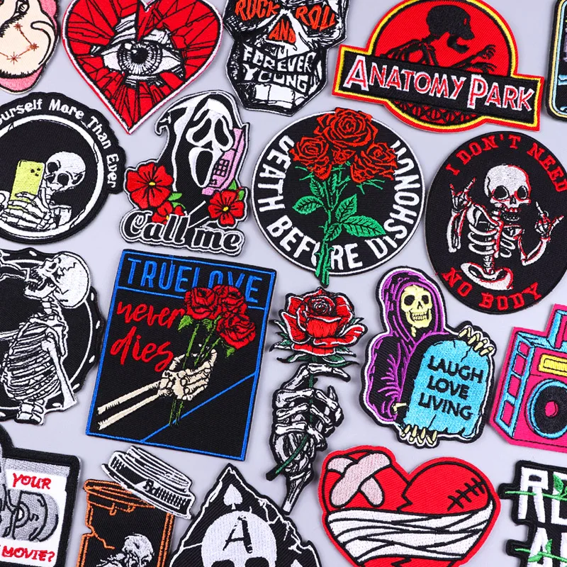 Rose Skull Patches On Clothes DIY Iron on Patches Hippie Punk Patch Thermoadhesive Patches For Clothing Horror Ghost Badge
Rose Skull Patches On Clothes DIY Iron on Patches Hippie Punk Patch Thermoadhesive Patches For Clothing Horror Ghost Badge