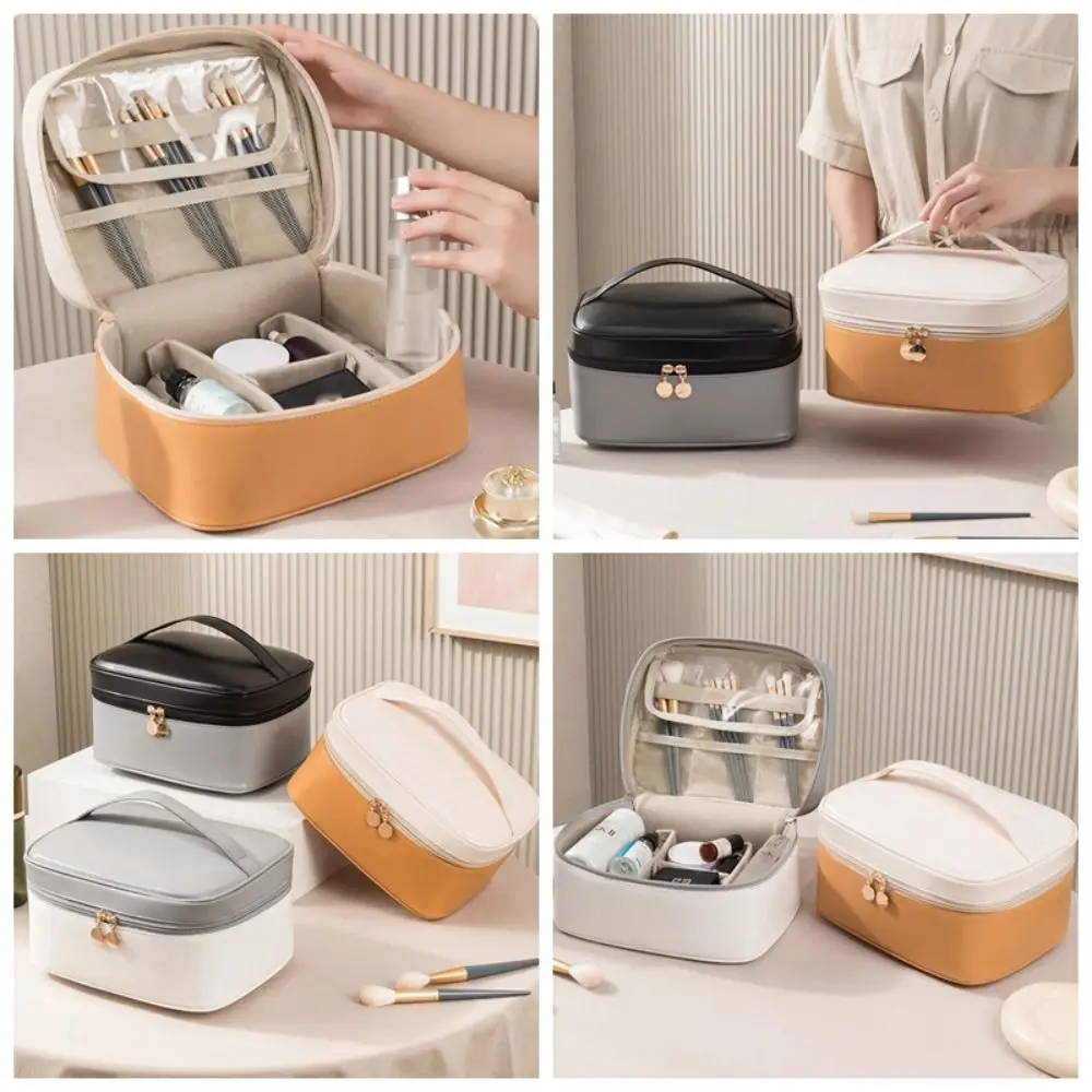 PU Contrasting Colors Cosmetic Bag Zipper Waterproof Travel Wash Bag Korean Style Carry-on Makeup Tote Makeup Pouch Bag
PU Contrasting Colors Cosmetic Bag Zipper Waterproof Travel Wash Bag Korean Style Carry-on Makeup Tote Makeup Pouch Bag