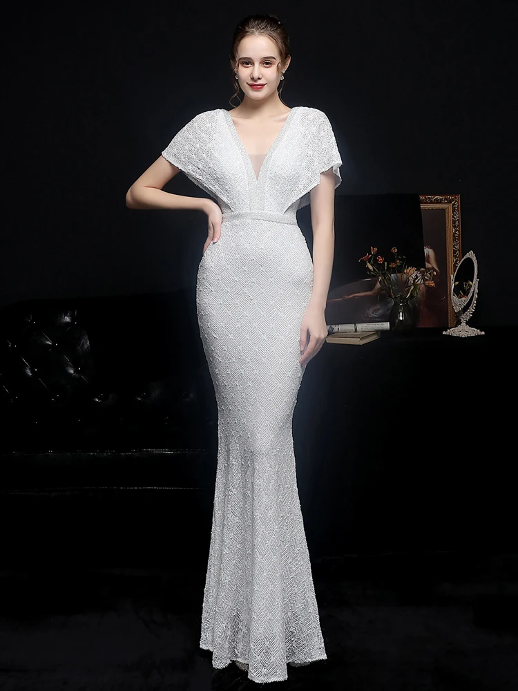 Aoottii Women White Sequin Dress V Neck Beaded Party Dress Elegant Prom Dress 2022
Aoottii Women White Sequin Dress V Neck Beaded Party Dress Elegant Prom Dress 2022