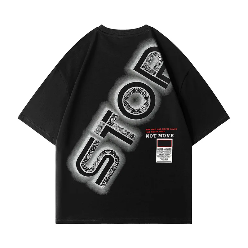 2022 Summer Men's T Shirts Short-Sleeved Loose Clothes Vintage Round Neck T Shirt STOP Letter Print Fashion Tees
2022 Summer Men's T Shirts Short-Sleeved Loose Clothes Vintage Round Neck T Shirt STOP Letter Print Fashion Tees