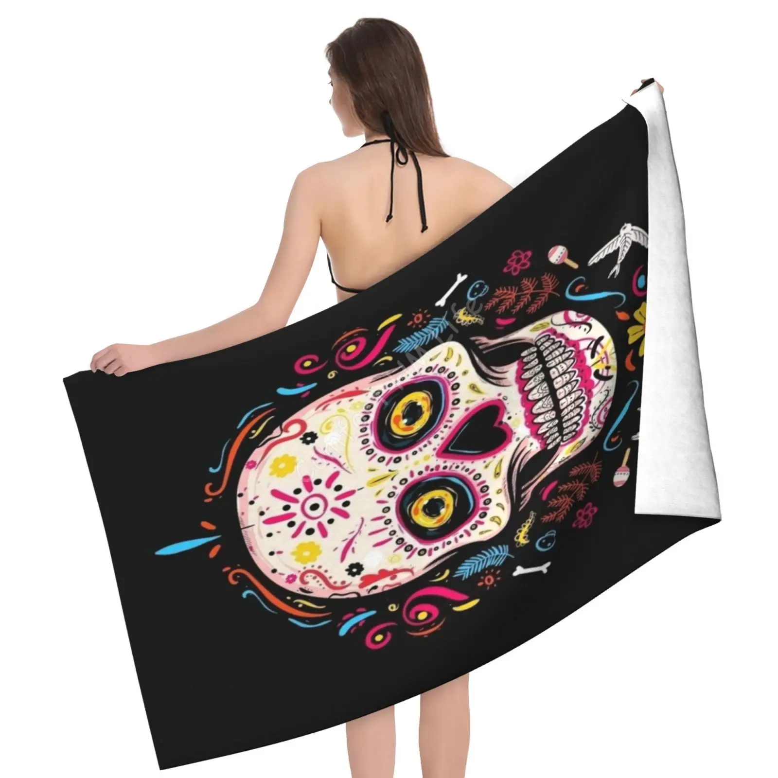 Sugar Skull Print Beach Towel Superfine Fiber Bath Towel Super Soft Absorbent and Quick-drying Microfiber Hair Towel Wearable
Sugar Skull Print Beach Towel Superfine Fiber Bath Towel Super Soft Absorbent and Quick-drying Microfiber Hair Towel Wearable