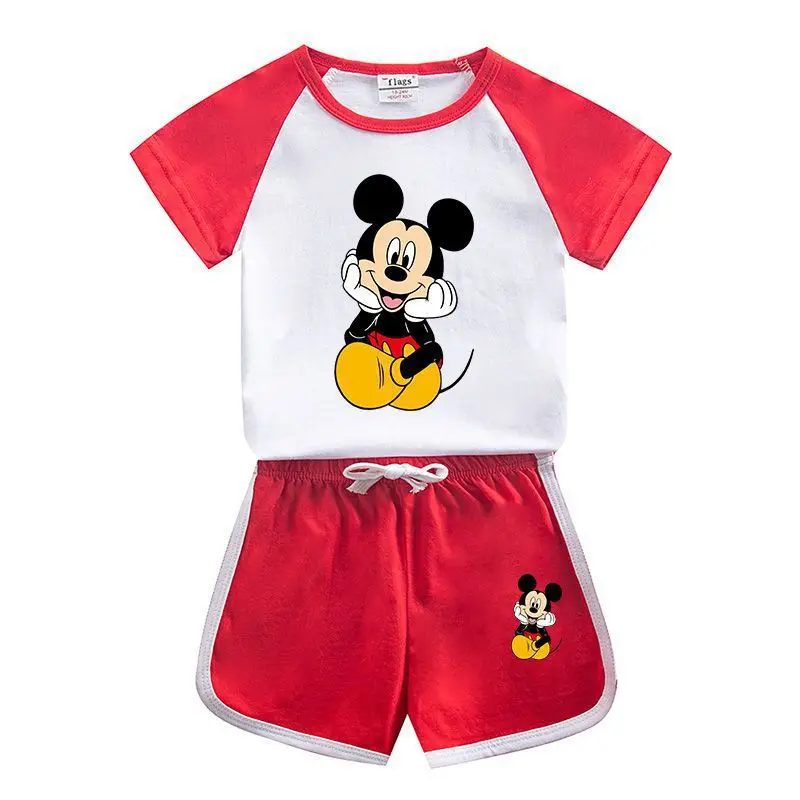 Летняя Корейская одежда для мальчиков, рубашка и шорты с мультяшным принтом Микки Мауса, модный спортивный костюм из двух предметов
Летняя Корейская одежда для мальчиков, рубашка и шорты с мультяшным принтом Микки Мауса, модный спортивный костюм из двух предметов