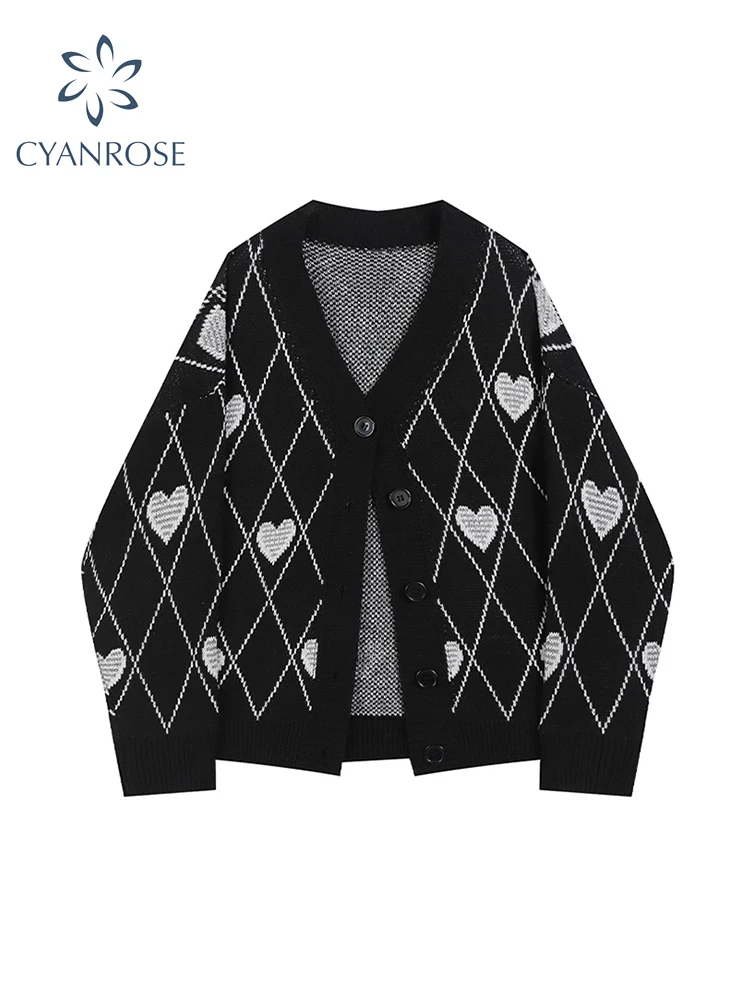 Gothic Style Fashion Oversized Black Cardigan For Women Sweater Long Sleeve V-neck Harajuku Loose Vintage Knitwear Tops Coat
Gothic Style Fashion Oversized Black Cardigan For Women Sweater Long Sleeve V-neck Harajuku Loose Vintage Knitwear Tops Coat