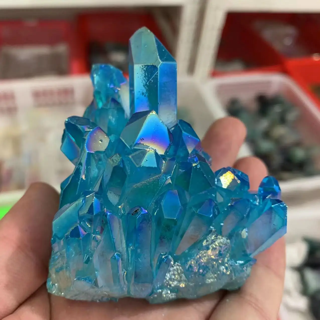 

Rare Beautiful Blue Flame Aura Quartz Crystal Crystal Cluster Specimen Home Decoration Aquarium Gift Energy Spiritual Healing