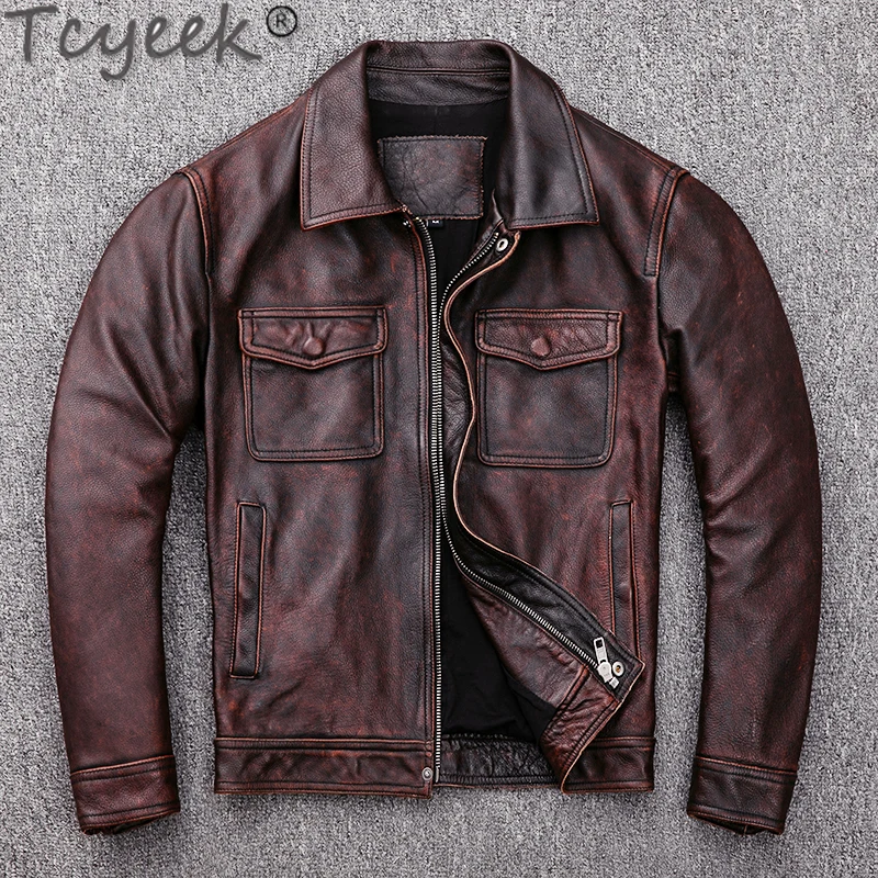 Tcyeek 100% Layer Genuine Leather Jacket Men Vintage Natural Cowskin Coat Spring Autumn Mens Leather Jackets 21 Chaquetas Hombre
Tcyeek 100% Layer Genuine Leather Jacket Men Vintage Natural Cowskin Coat Spring Autumn Mens Leather Jackets 21 Chaquetas Hombre