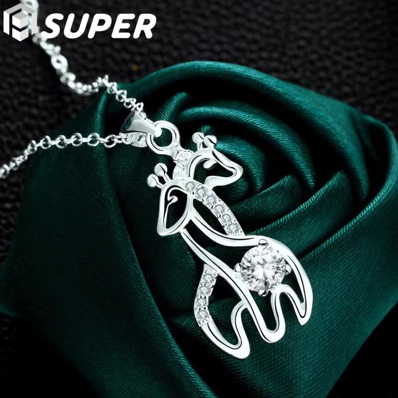 925 Sterling Silver Deer AAA Zircon Pendant Necklace 16-30 Inch Chain For Woman Wedding Engagement Party Charm Jewelry
925 Sterling Silver Deer AAA Zircon Pendant Necklace 16-30 Inch Chain For Woman Wedding Engagement Party Charm Jewelry