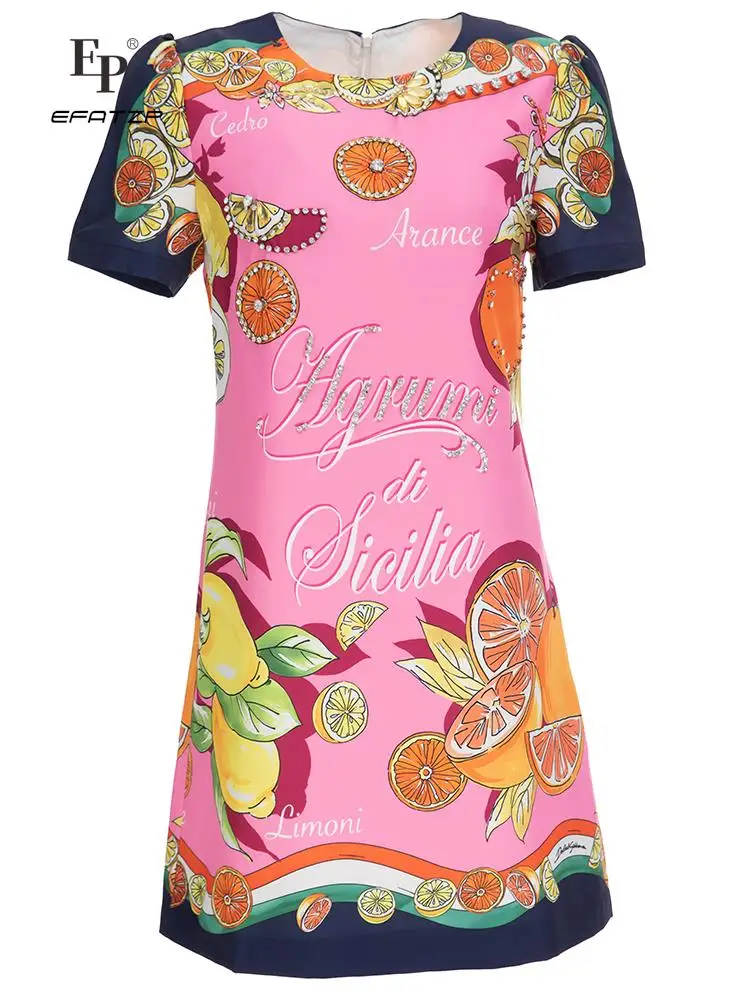 EFATZP Fashion Designer Summer Short Dress Women's Short sleeve Beading Lemon print Loose Printing Mini Dresses
EFATZP Fashion Designer Summer Short Dress Women's Short sleeve Beading Lemon print Loose Printing Mini Dresses