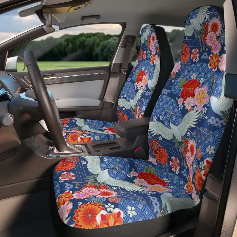 Japanese Cranes and Cherry Blossoms Car Seat Cover 
Japanese Cranes and Cherry Blossoms Car Seat Cover