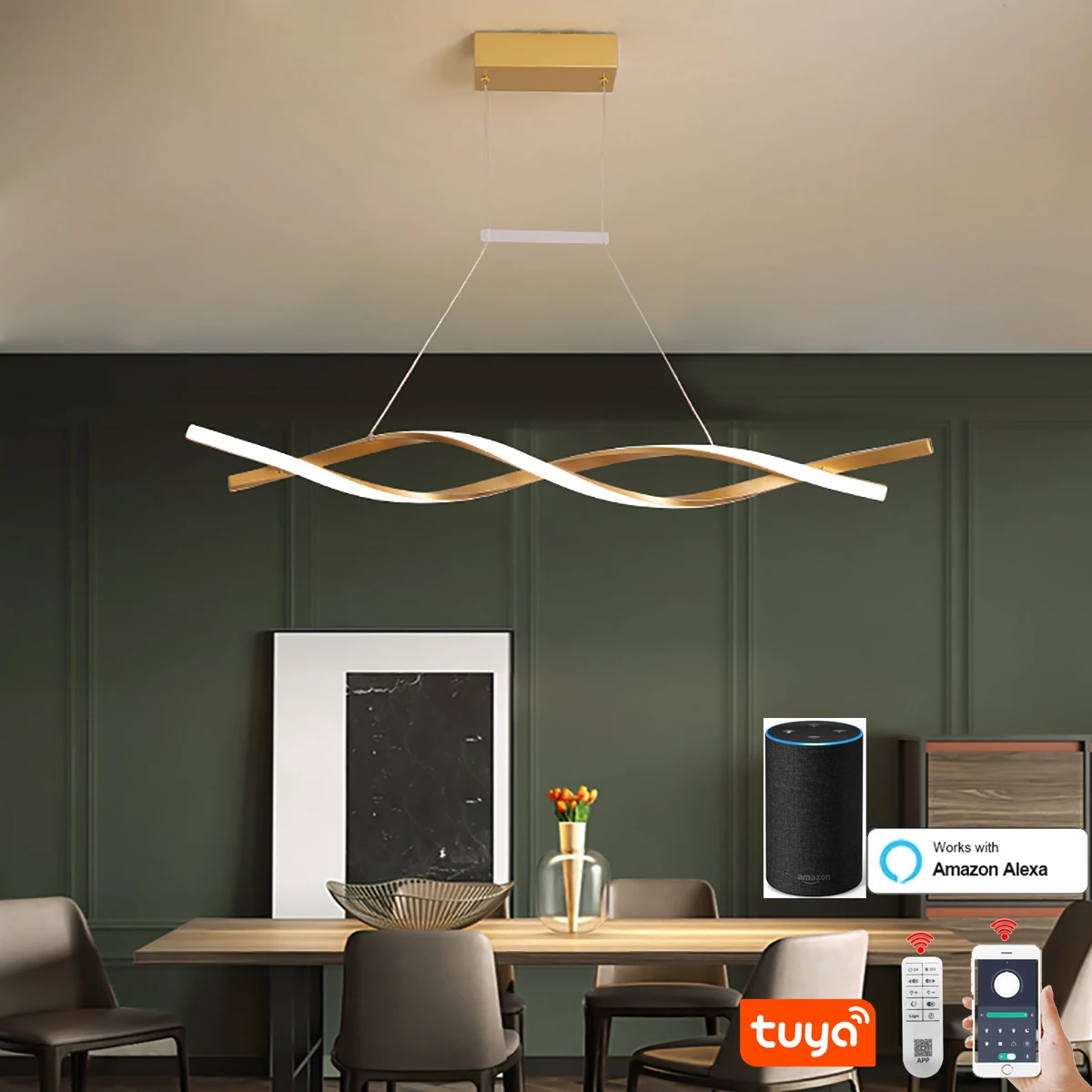Black Grey Gold Modern LED Pendant Lights Restaurant island Chandelier Long Dining Table Hanging Light Alexa/Tuya control
Black Grey Gold Modern LED Pendant Lights Restaurant island Chandelier Long Dining Table Hanging Light Alexa/Tuya control