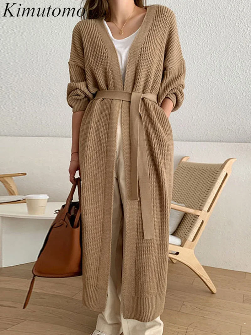 Kimutomo Vintage Loose Solid Tie Bow Long Knitted Cardigan Woman Elegant V-neck Long Sleeves Pocket Design Versatile Sweater Ins
Kimutomo Vintage Loose Solid Tie Bow Long Knitted Cardigan Woman Elegant V-neck Long Sleeves Pocket Design Versatile Sweater Ins
