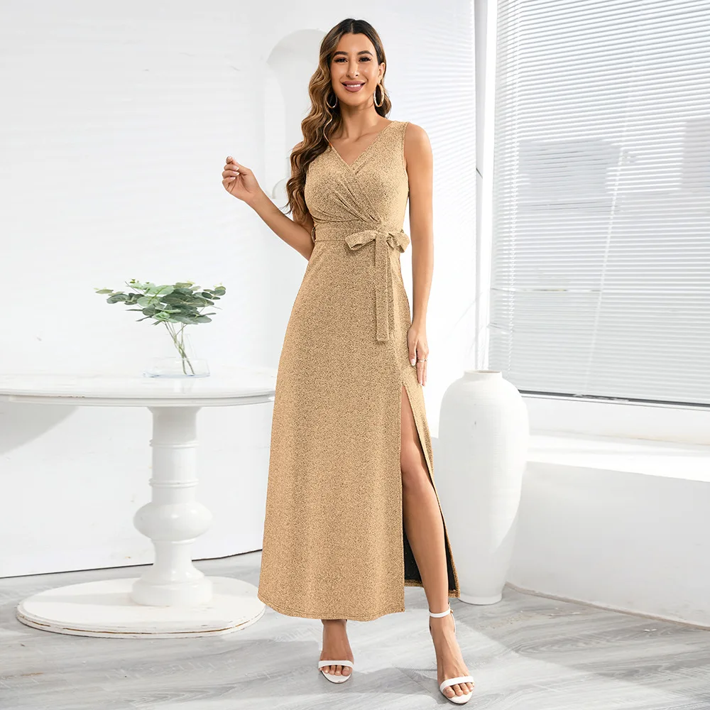 Women's 2023 new summer sleeveless long dress V-neck sexy party evening dress casual fashion fit solid color bow split dress
Women's 2023 new summer sleeveless long dress V-neck sexy party evening dress casual fashion fit solid color bow split dress