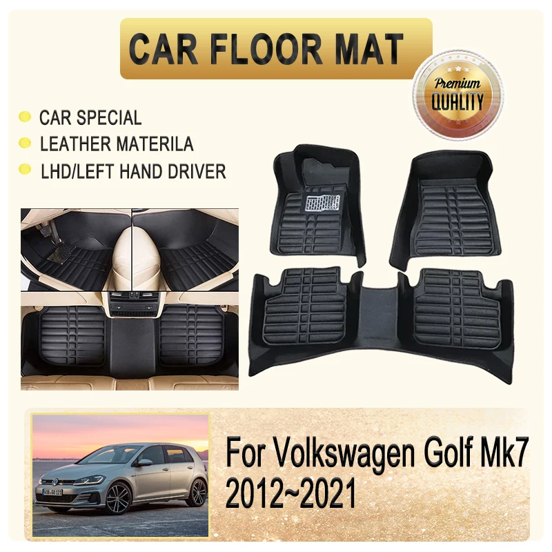 Автомобильные коврики для VW Volkswagen Golf Mk7 7 2012 ~ 2021 Кожаные подушечки Коврик ног
