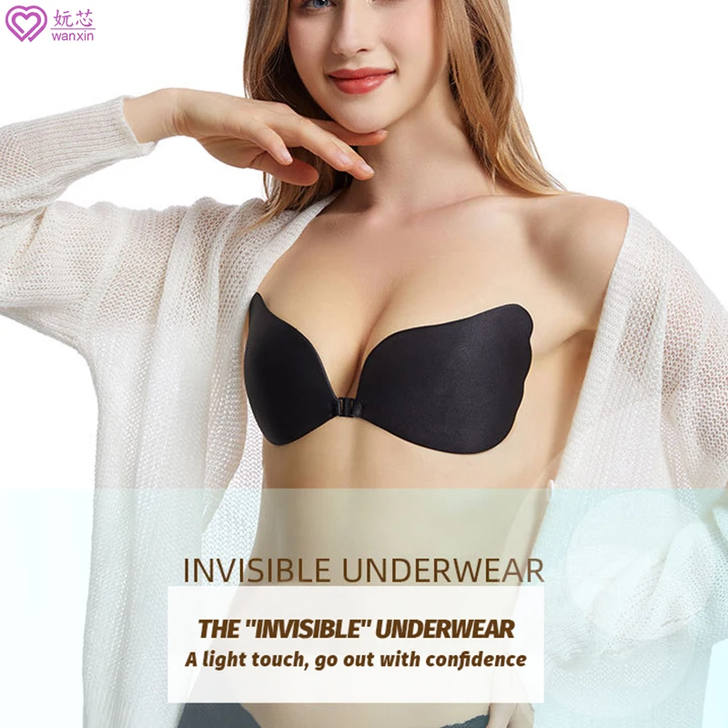 Женский прозрачный бюстгальтер с эффектом пуш-ап, без бретелек 
Женский прозрачный бюстгальтер с эффектом пуш-ап, без бретелек