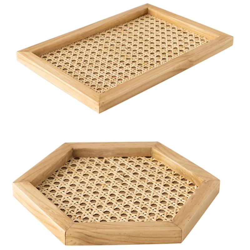 AFBC 2 Pcs Home Nordic Rattan Woven Tray Wooden Handmade Ins Wind Ornament Key Storage Tray, Hexagonal & Rectangular
AFBC 2 Pcs Home Nordic Rattan Woven Tray Wooden Handmade Ins Wind Ornament Key Storage Tray, Hexagonal & Rectangular